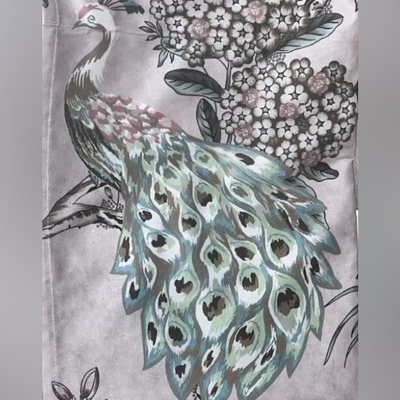 Callisto Home PEACOCK Scroll Light Blush Curtains Set/2 Panels 38”x 96” pink - Picture 2 of 6